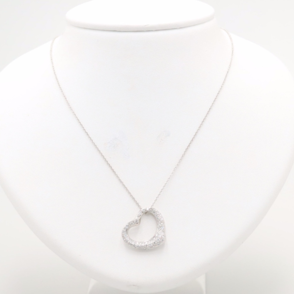 SOLD-Tiffany & Co. Platinum Diamond Heart Necklace - Picture 8 of 8